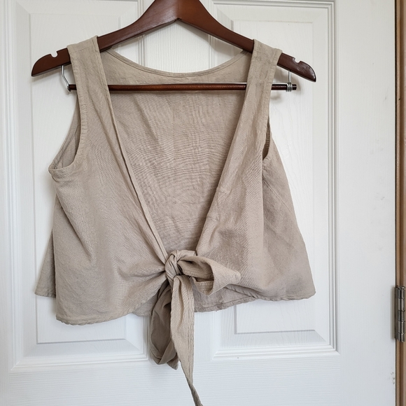 MIHA Triple Threat Tie Top Size Medium Natural Neutral Color - Picture 3 of 11